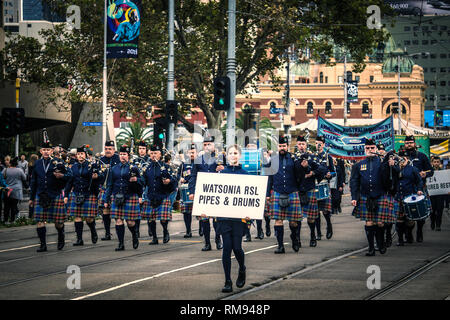 ANZAC Day Parade 2018 in St Kilda Road, Melbourne, Victoria, Australien. Stockfoto