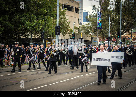 ANZAC Day Parade 2018 in St Kilda Road, Melbourne, Victoria, Australien. Stockfoto