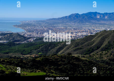 Blick auf Malaga von Montes Malaga, Malaga, Andalusien, Spanien Stockfoto