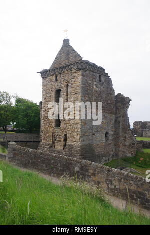 Ikonische Ruine von St. Andrew's Schloss durch die Nordsee. Fife, Schottland, Großbritannien. Stockfoto