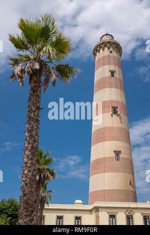 Die Aveiro Leuchtturm, Praia da Barra, Aveiro, Portugal Stockfoto