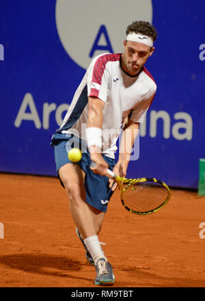 Buenos Aires, Argentinien. 13. Feb 2019. Marco Cecchinato (Italien), Argentinien öffnen, ein ATP 250 Tennis Turnier. Credit: Mariano Garcia/Alamy leben Nachrichten Stockfoto