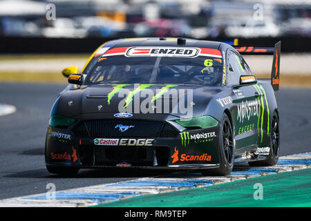 Phillip Island, Victoria, Australien. 14 Feb, 2019. Australische Super Autos Test Tag; Cameron Wasser treibt die Tickford Racing Ford Mustang während der2019 Supercars test Tag Credit: Aktion plus Sport/Alamy leben Nachrichten Stockfoto