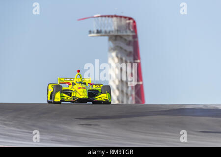 Austin, Texas, USA. 12 Feb, 2019. SIMON PAGENAUD (22) von Frankreich geht durch die Drehungen während der Praxis für die IndyCar Frühling Test am Stromkreis des Americas in Austin, Texas. (Bild: © Walter G Arce Sr Asp Inc/ASP) Stockfoto