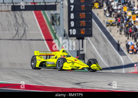 Austin, Texas, USA. 12 Feb, 2019. SIMON PAGENAUD (22) von Frankreich geht durch die Drehungen während der Praxis für die IndyCar Frühling Test am Stromkreis des Americas in Austin, Texas. (Bild: © Walter G Arce Sr Asp Inc/ASP) Stockfoto