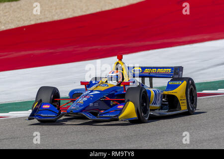 Austin, Texas, USA. 13 Feb, 2019. ALEXANDER ROSSI (27) der Vereinigten Staaten geht durch die Drehungen während der Praxis für die IndyCar Frühling Test am Stromkreis des Americas in Austin, Texas. (Bild: © Walter G Arce Sr Asp Inc/ASP) Stockfoto