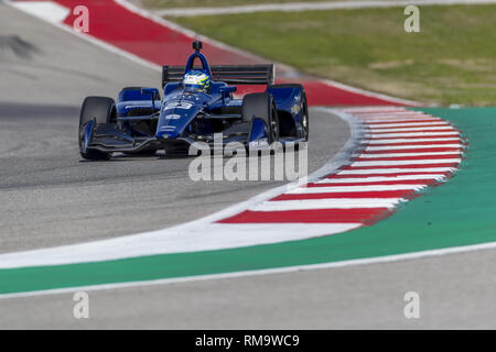 Austin, Texas, USA. 13 Feb, 2019. RC ENERSON (23) von den Vereinigten Staaten durch die dreht sich während der Praxis geht für die IndyCar Frühling Test am Stromkreis des Americas in Austin, Texas. (Bild: © Walter G Arce Sr Asp Inc/ASP) Credit: ZUMA Press, Inc./Alamy leben Nachrichten Stockfoto