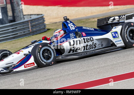 Austin, Texas, USA. 13 Feb, 2019. GRAHAM RAHAL (15) von den Vereinigten Staaten durch die dreht sich während der Praxis geht für die IndyCar Frühling Test am Stromkreis des Americas in Austin, Texas. (Bild: © Walter G Arce Sr Asp Inc/ASP) Credit: ZUMA Press, Inc./Alamy leben Nachrichten Stockfoto