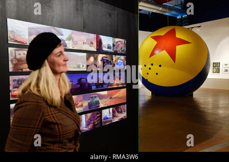 Prag, Tschechische Republik. 14 Feb, 2019. Die Ausstellung "Pixar - 30 Jahre Animation' lanciert wurde in Prag, Tschechische Republik, am 14. Februar 2019. Credit: Roman Vondrous/CTK Photo/Alamy leben Nachrichten Stockfoto