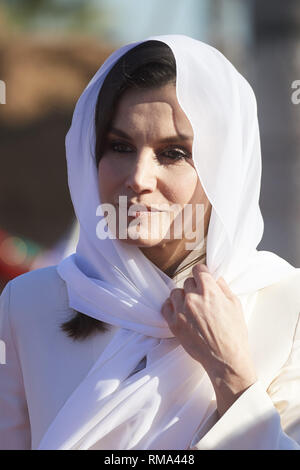 Rabat, Marokko. 14 Feb, 2019. Queen Letizia von Spanien besuchen das Mausoleum von König Mohammed V am 14. Februar 2019 in Rabat, Marokko. Die spanischen Royals sind auf einem zweitägigen Besuch in Marokko Credit: Jack Abuin/ZUMA Draht/Alamy leben Nachrichten Stockfoto