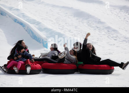 Zhangjiakou, Zhangjiakou, China. 14 Feb, 2019. Zhangjiakou, CHINA - schweren Schnee hits Zhangjiakou, Provinz Hebei, Februar 14., 2019. Credit: SIPA Asien/ZUMA Draht/Alamy leben Nachrichten Stockfoto