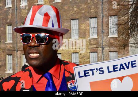 London, Großbritannien. 14. Februar, 2019. Brexiteer Valentinstag Demonstrant, Houses of Parliament, London.UK Credit: michael Melia/Alamy leben Nachrichten Stockfoto