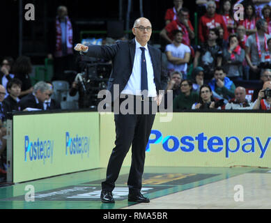 Foto LaPresse/Jennifer Lorenzini 14 Febbraio 2019 Firenze Italia Sport - Korb Brändi Cremona - Openjobmetis Varese - abschließenden acht Coppa Italia PosteMobile 2018/2019 - Mandela Forum Nella Foto: Attilio Caja, Allenatore della Brändi Cremona Foto/LaPresse Jennifer Lorenzini 14 Febbraio 2019 Firenze - Italien Sport - Korb Brändi Cremona - Openjobmetis Varese - Italienische Basketball League Finale acht PosteMobile 2018/2019 - Mandela Forum in der Foto: Attilio Caja, Trainer von brändi Cremona Stockfoto