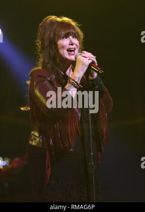 Sängerin Ann Wilson ist dargestellt auf der Bühne während einer "live"-Konzert Auftritt mit Herzen. Stockfoto