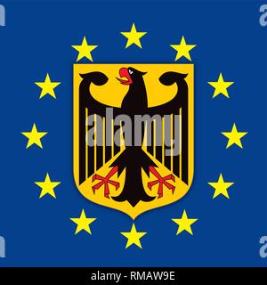 Deutschland Wappen auf der Fahne der Europäischen Union, Vector Illustration Stock Vektor