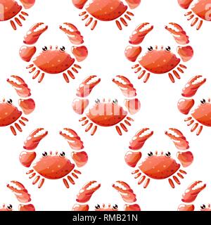 Nahtlose Muster mit cute cartoon Krebse auf weißem Hintergrund. Vector lieferbar Abbildung. Stock Vektor