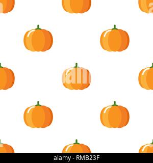 Cartoon süße Kürbis auf weißem Hintergrund. Nahtlose Muster. Flache Vector Illustration. Polka Dot Stock Vektor