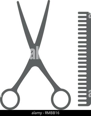 Friseur Symbol Vektor logo, Illustration, Vektor Symbol für Design. Die Schere und Kamm Symbol. Barbershop Symbol. Flache Vektor Konzept Haarschnitt. Stock Vektor