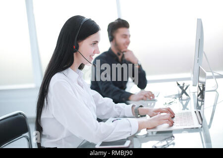 Agent, Kundenservice, arbeiten an der Call Center Stockfoto
