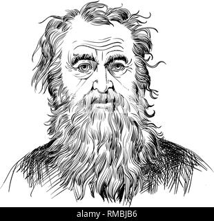Diogenes der Zyniker Portrait im Einklang Art Illustration. Er war antiken griechischen Philosophen, einer der Gründer der Zyniker Philosophie. Stock Vektor