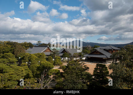 Malerische Aussicht, Honmaru Garden, Nijo-ji Castle, Kyoto, Japan Stockfoto