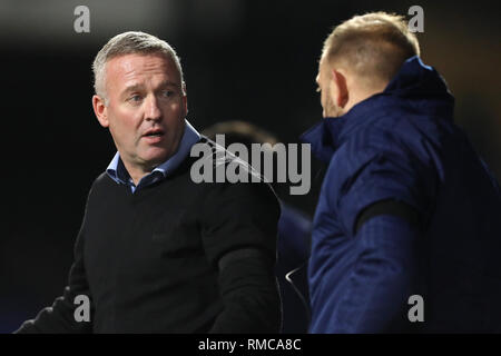 Manager von Ipswich Town, Paul Lambert und erste Mannschaft Trainer von Ipswich Town, Matt Gill - Ipswich Town v Derby County, Sky Bet Meisterschaft, Portman Roa Stockfoto