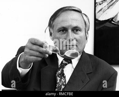 Oskar Lafontaine, Ministerpräsident des Saarlandes, während im Bundestagswahlkampf 1990. Stockfoto