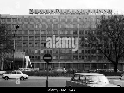 Verlag und Redaktion der SED-Zeitung "Neues Deutschland" am Mehringplatz in Ost-Berlin. Foto vom 1. März 1969. Stockfoto