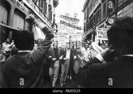 Protestierenden Studenten im Mai 1968 in Rom. Stockfoto