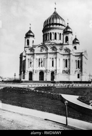 Die Christ-Erlöser-Kathedrale in Moskau. Albumin Photo Stockfoto