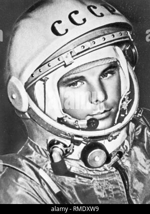 Der Kosmonaut Juri Gagarin (1934-1968), der erste Mensch im Weltraum. Foto Stockfoto