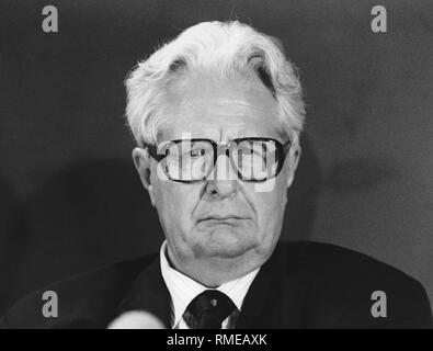 Portrait der SPD-Vorsitzende Hans-Jochen Vogel. Stockfoto