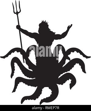 Octopus Mann silhouette Mythologie fantasy Stock Vektor