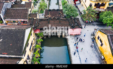 Japan Covered Bridge und Cau Chua Pagode, Hoi An, Vietnam Stockfoto