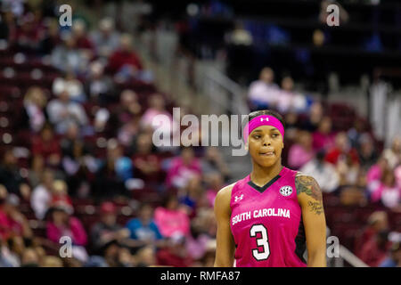 Columbia, SC, USA. 14 Feb, 2019. Südcarolina Kampfhähne guard Destanni Henderson (3) Während des SEC Basketball matchup im Colonial Life Arena in Columbia, SC. (Scott Kinser/Cal Sport Media) Credit: Csm/Alamy leben Nachrichten Stockfoto