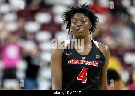 Columbia, SC, USA. 14 Feb, 2019. Georgia Bulldogs freuen Caliya Robinson (4) Während des SEC Basketball matchup im Colonial Life Arena in Columbia, SC. (Scott Kinser/Cal Sport Media) Credit: Csm/Alamy leben Nachrichten Stockfoto
