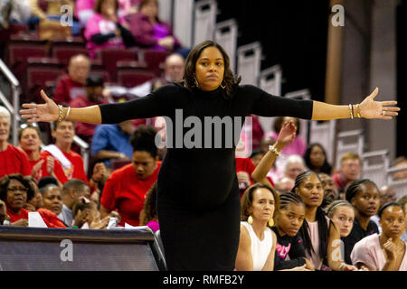 Columbia, SC, USA. 14 Feb, 2019. Georgia Bulldogs Haupttrainer Joni Taylor reagiert auf Ihre Mannschaft in der sek Basketball matchup im Colonial Life Arena in Columbia, SC. (Scott Kinser/Cal Sport Media) Credit: Csm/Alamy leben Nachrichten Stockfoto