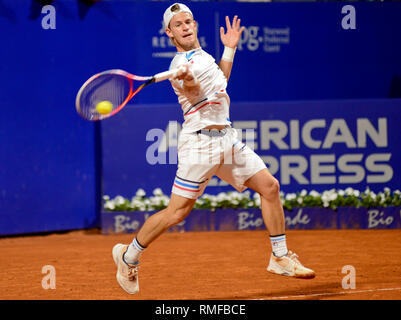 Buenos Aires, Argentinien. 14. Feb 2019. Lokale Liebling Diego Schwartzman (Argentinien) auf die nächste Runde der Argentinien öffnen, ein ATP 250 Tennis Turnier. Credit: Mariano Garcia/Alamy leben Nachrichten Stockfoto