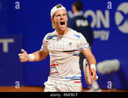 Buenos Aires, Argentinien. 14. Feb 2019. Lokale Liebling Diego Schwartzman (Argentinien) auf die nächste Runde der Argentinien öffnen, ein ATP 250 Tennis Turnier. Credit: Mariano Garcia/Alamy leben Nachrichten Stockfoto