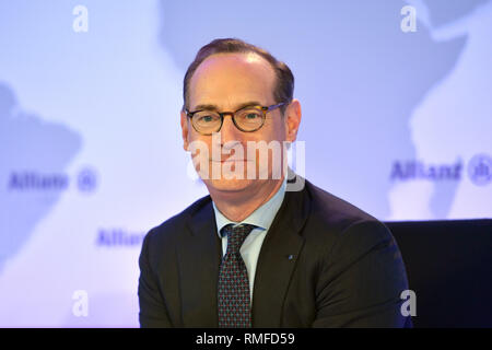 München, Deutschland. 15 Feb, 2019. Oliver Baete (Vorsitzender des Vorstands der Allianz SE), single Bild, single Motiv, Porträt, Porträt, Porträt. Die Allianz SE, die Bilanzpressekonferenz am 15.02.2019. | Verwendung der weltweiten Kredit: dpa/Alamy leben Nachrichten Stockfoto