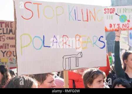 Bristol, UK. 15 Feb, 2019. Bristol Studenten nehmen Sie sich Zeit, von der Schule über den Klimawandel zu protestieren. Sie sagen, sie sind Teil der Jugend Streik 4 Klima Protest geschieht weltweit. Credit: Herr Standfast/Alamy leben Nachrichten Stockfoto