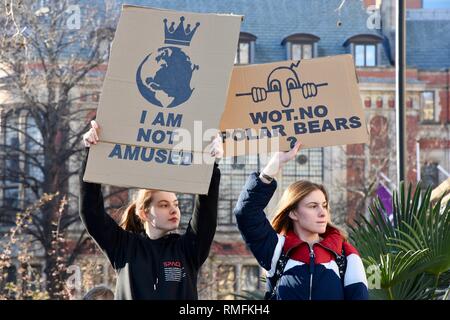 London, Großbritannien. 15 Feb, 2019. Klimawandel Protest, Parliament Square, London. UK Credit: michael Melia/Alamy leben Nachrichten Stockfoto