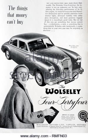 Vintage Werbung für die Wolseley Four-Fortyfour Auto 1955 Stockfoto