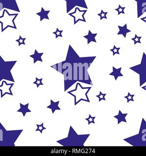 Einfaches Muster mit schwarzen Sternen auf einem weißen Hintergrund. Stock Vektor