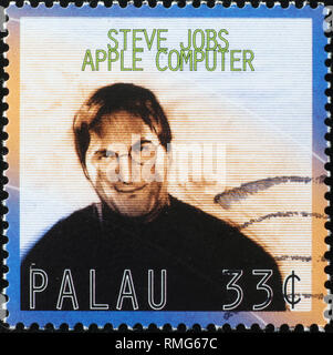 Steve Jobs, Mitgründer von Apple Computer auf Briefmarke Stockfoto