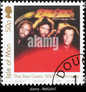 Abdeckung der Bee Gees Datensatz auf Briefmarke Stockfoto