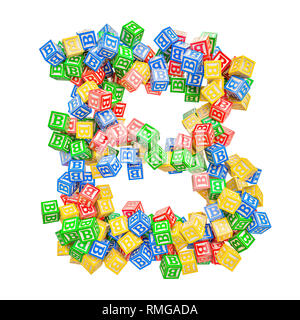 Buchstabe B, von ABC Alphabet Holzklötze. 3D-Rendering auf weißem Hintergrund Stockfoto