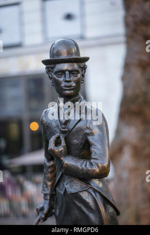 Leicester Square, London, Greater London, 7. Februar 2019, Statue von Sir Charles Chaplin Stockfoto