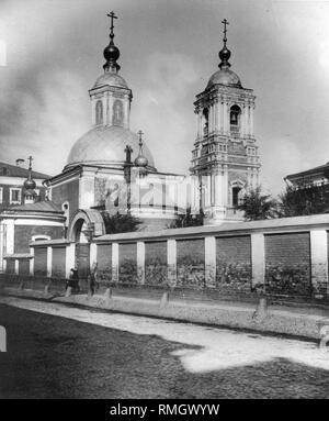 Die Kirche von Saint Nicholas das Wonderworker an Podkopay in Moskau. Albumin Photo Stockfoto