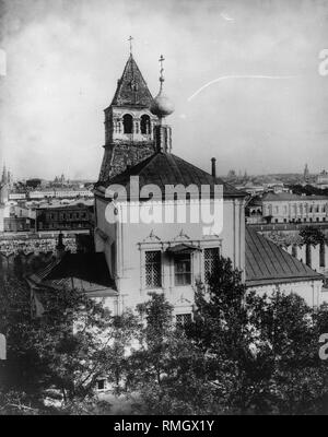 Die Kirche der Verkündigung der Heiligen Gottesmutter Theotokos im Garten des Moskauer Kreml. Albumin Photo Stockfoto